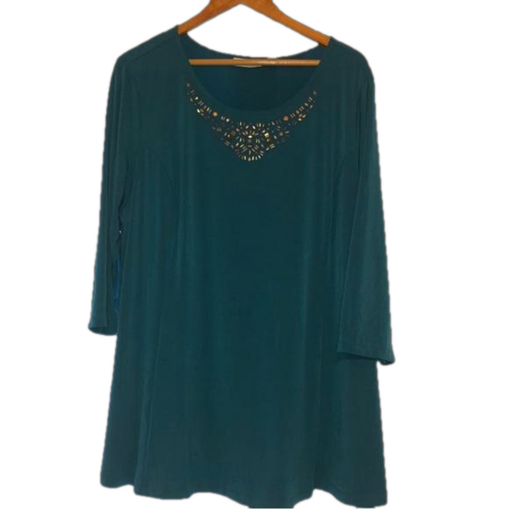 Susan Graver green blouse GUC size 2X..